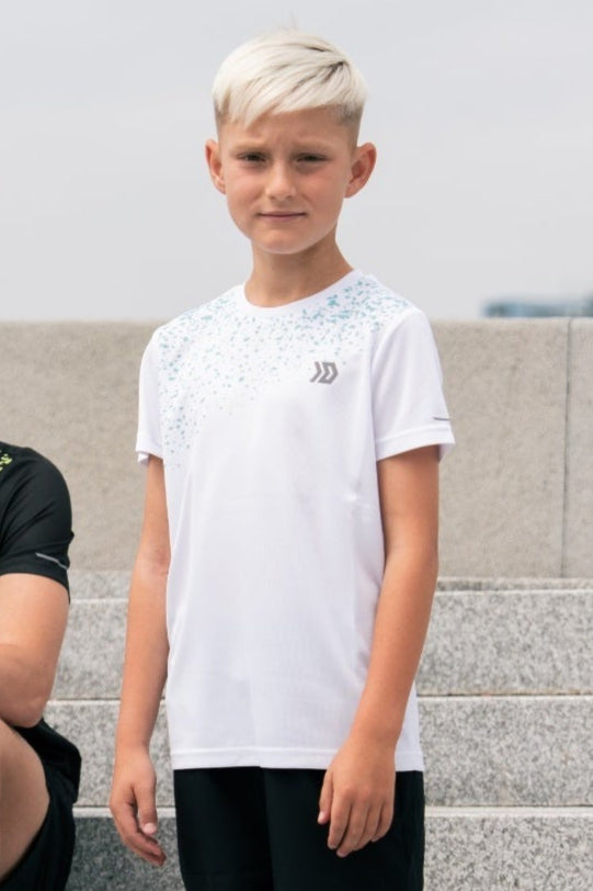 Juniors Splatter T-shirt - White/Aqua