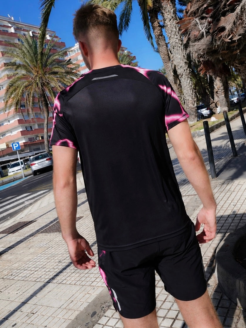 Lightning Tee & Shorts Set - Black / Pink