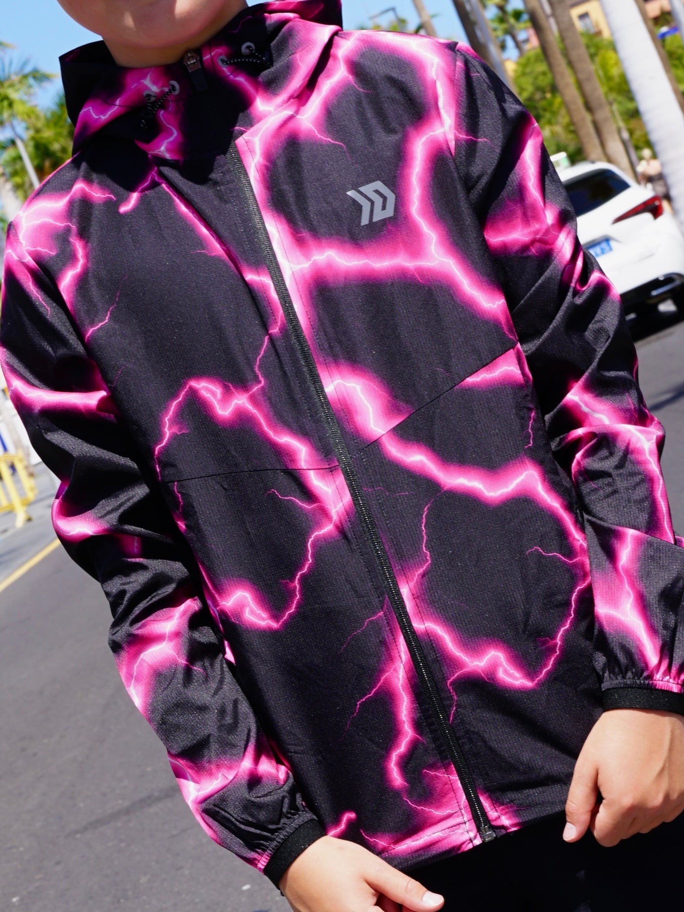 Junior Lightning Jacket & Shorts Set - Black / Pink