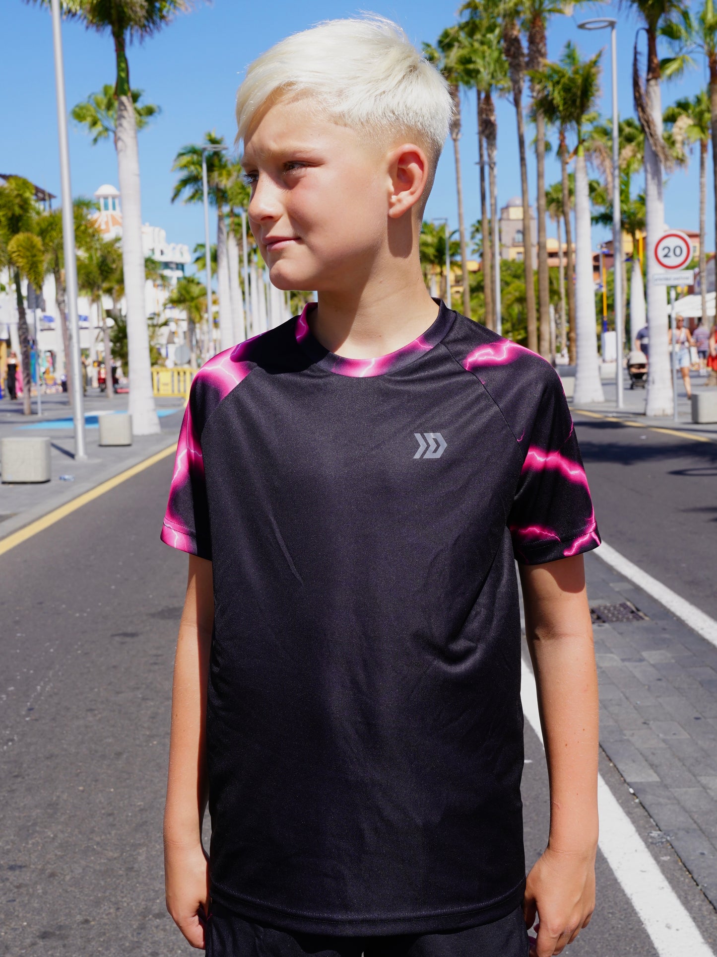 Junior Lightning Tee & Short Set - Black / Pink