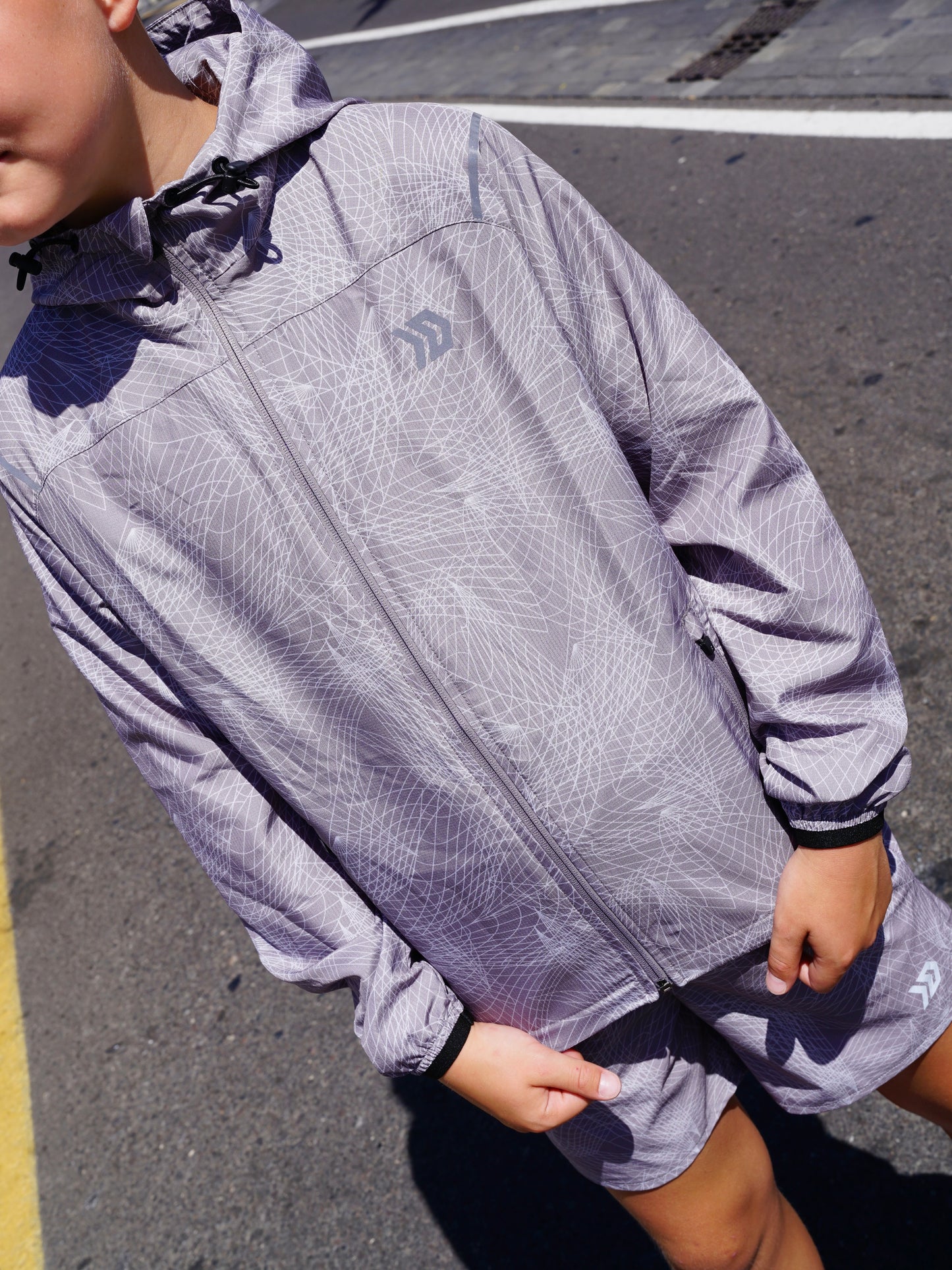 Junior Hyperweb Jacket & Shorts Set - Grey