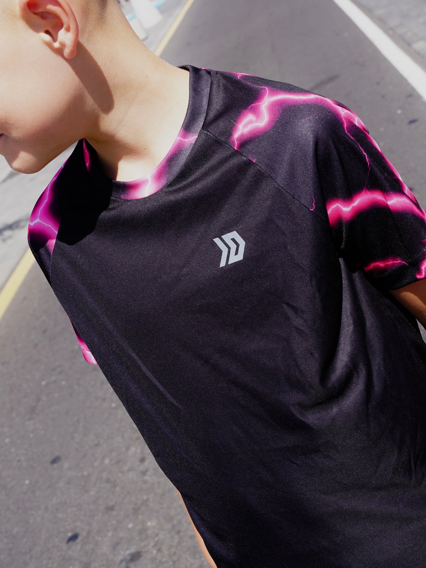 Junior Lightning Tee & Short Set - Black / Pink