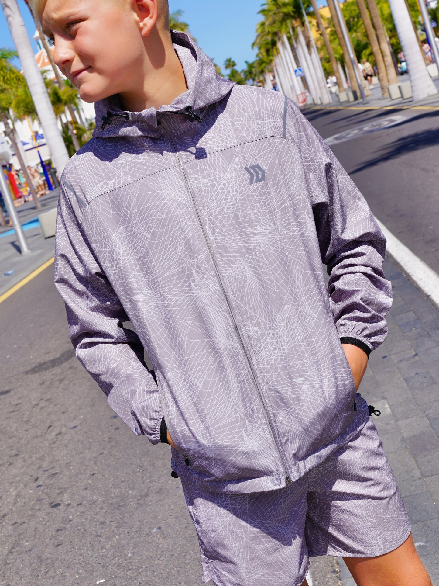 Junior Hyperweb Jacket & Shorts Set - Grey